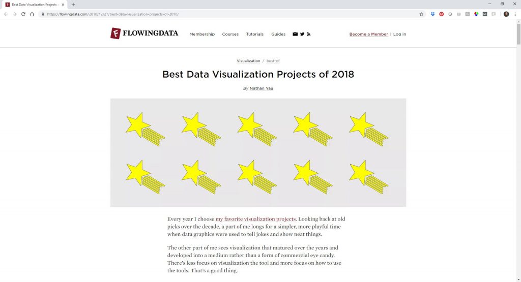 Nathan Yau of FlowingData described his picks for the Best Data Visualization Projects of 2018. I was glad to see that the Women's Pockets Are Inferior" project Jan Diehm and Amber Thomas made the list. Their diagrams comparing men's and women's pocket sizing was a personal favorite.