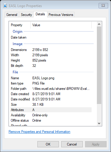 EASL logo properties. 