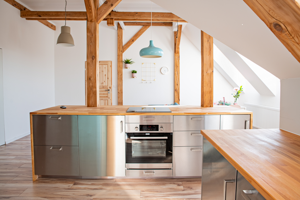 attic apartment with a kitchen