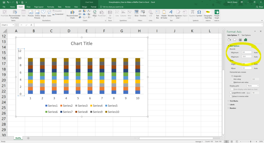 Adjust the vertical axis so that it stretches from 0 to 10 (rather than 0 to 12).