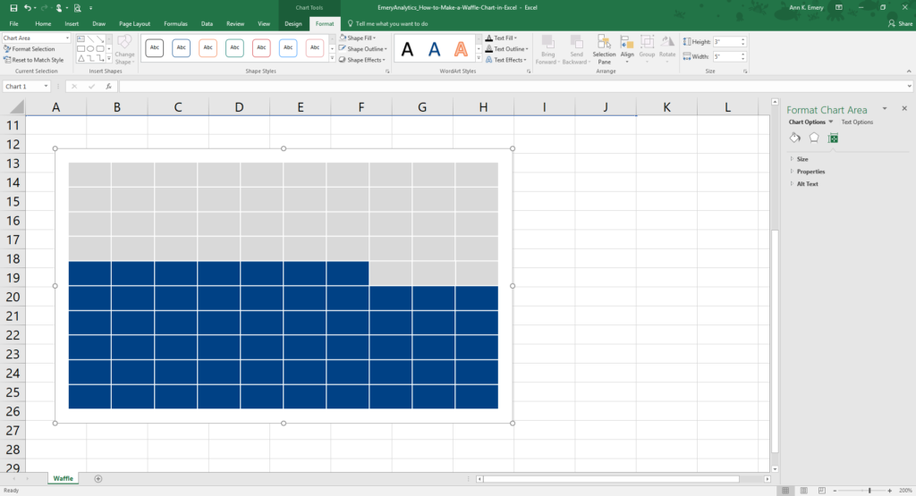 Fill in a few shapes with your darker action color. For example, you would fill in 57 of the 100 squares to represent 100 percent of people.