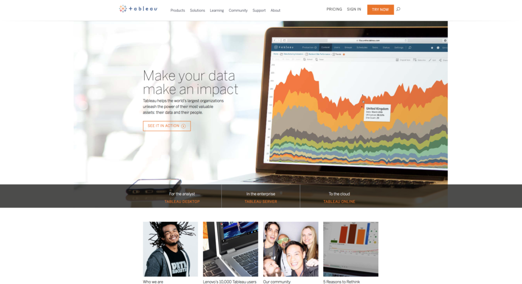 Tableau, which according to Merriam-Webster’s Dictionary means “a graphic description or representation,” is a powerful infographic tool with over 50,000 users. Although the user-base is nowhere near that of Excel (with 30,000,000 users), this tool has some perks depending on what you’re looking for in terms of dataviz. So maybe you’ve heard of Tableau or, if you haven’t, you have now. 