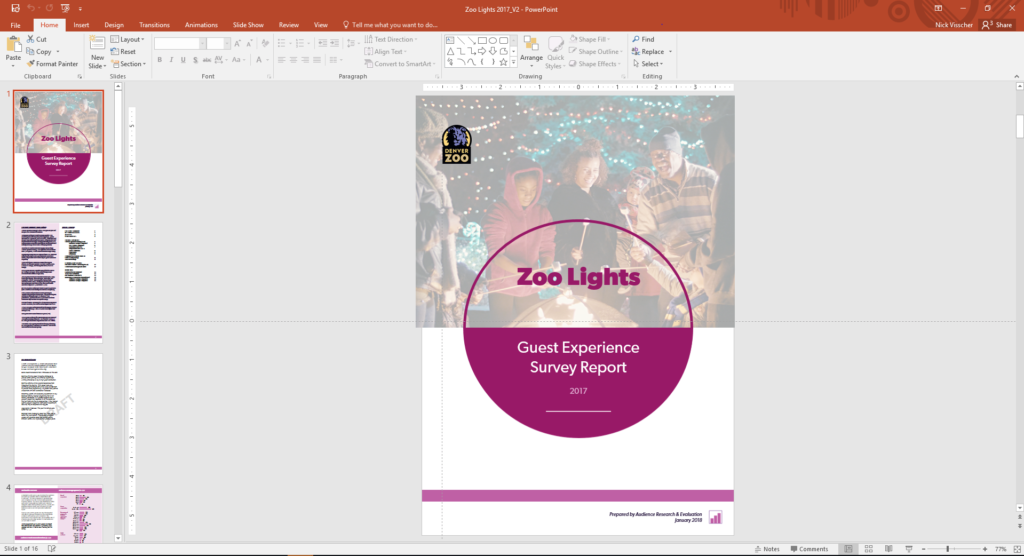 The first page of Nick Visscher's Zoo Lights report