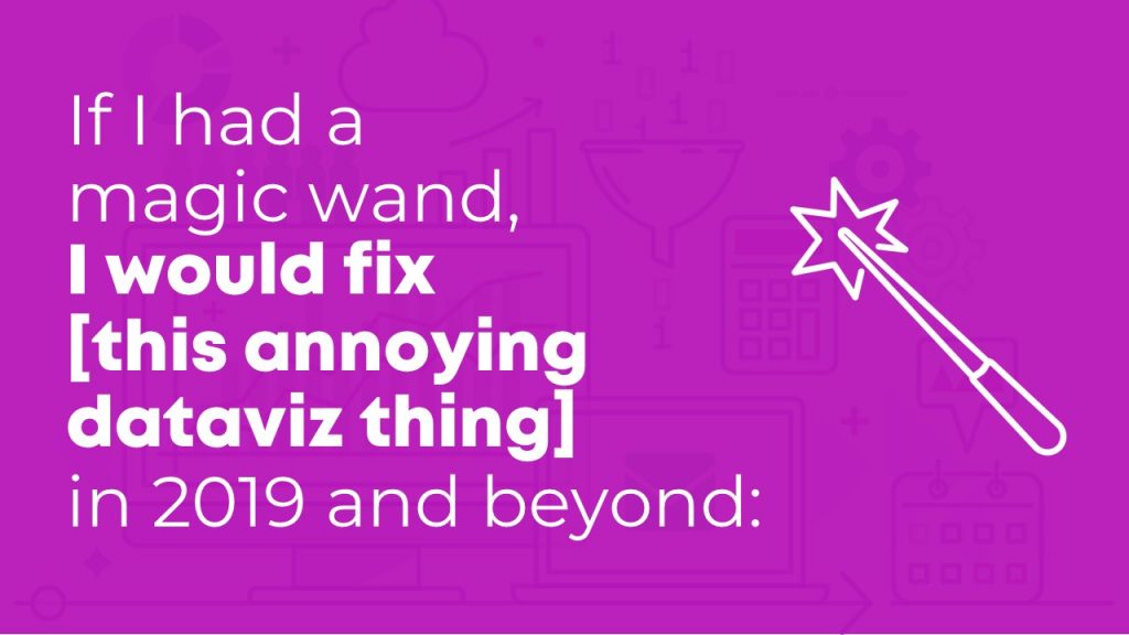 Next, I prompted you, "If I had a magic wand, I would fix [this annoying dataviz thing] in 2019 and beyond."