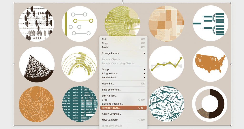 You can format a slide by right click and selecting "Format Picture".
