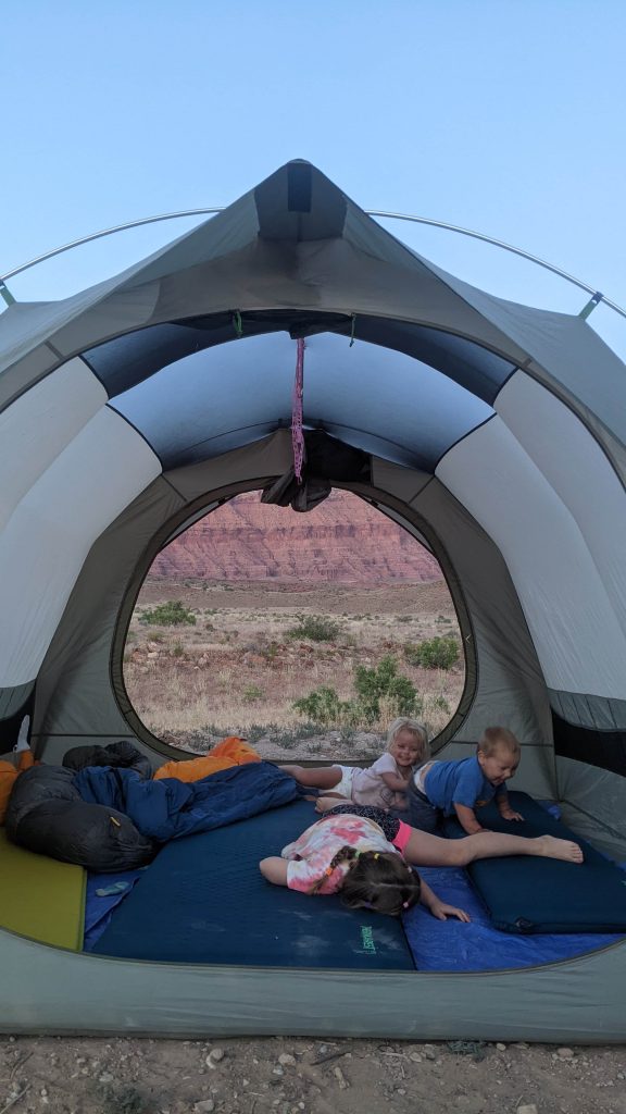 Ann K. Emery's kids camping.