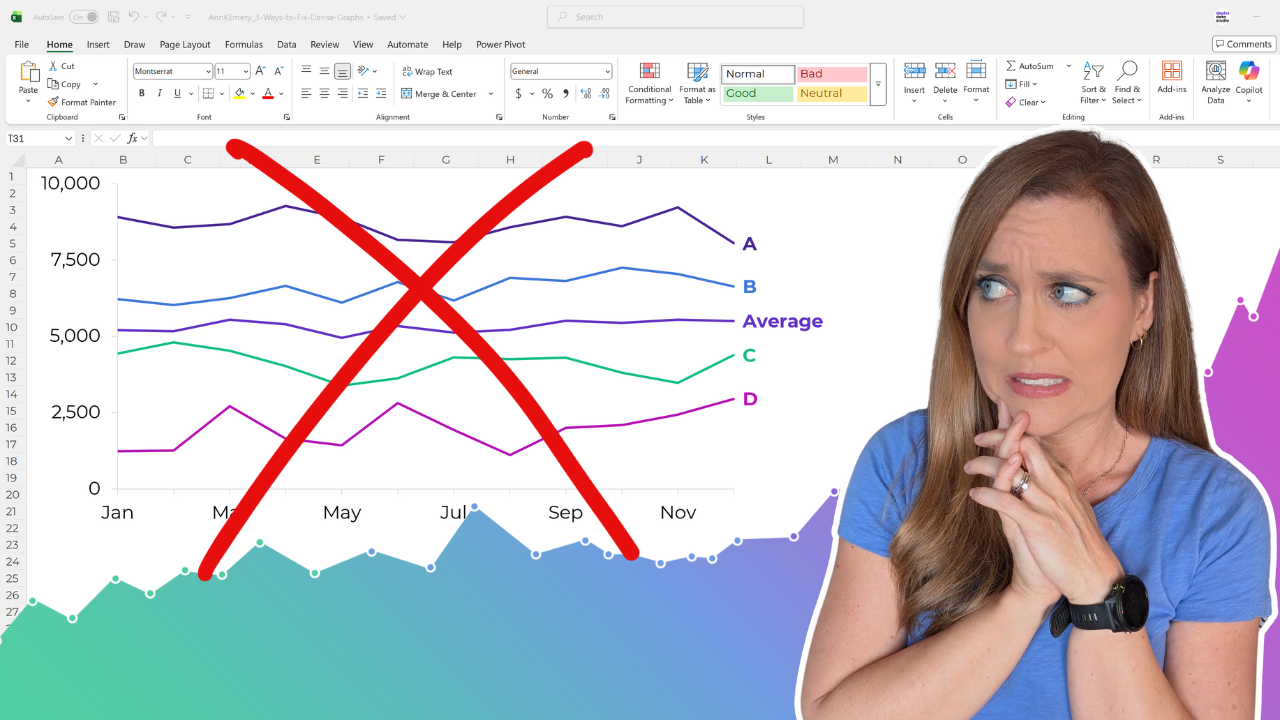Ann K. Emery shows 3 ways to fix dense graphs: graying everything out, small multiples, or interactivity/animation.
