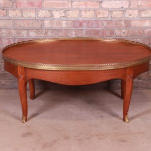Baker Furniture French Louis XV Mahogany and Brass Coffee Table