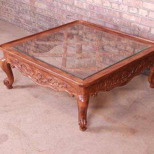 Baker Furniture French Provincial Louis XV Carved Oak Coffee Table