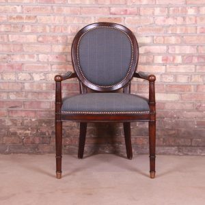 Baker Furniture French Provincial Louis XVI Carved Walnut Fauteuil