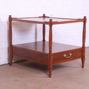 Baker Furniture French Regency Louis XVI Walnut Two-Tier Nightstand or Side Table, Newly Refinished