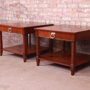 Baker Furniture French Regency Mahogany Bedside Tables, Newly Refinished