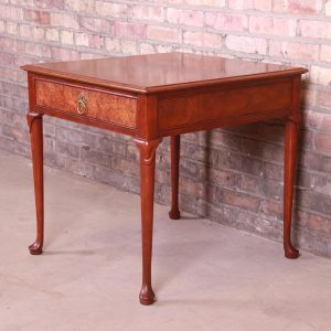 Baker Furniture Queen Anne Walnut and Burl Wood Tea Table