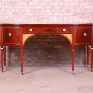 Baker Furniture Stately Homes Sheraton Bow Front Inlaid Mahogany Sideboard