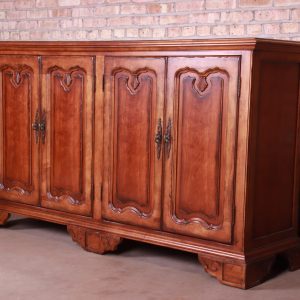 Century Furniture French Provincial Carved Walnut Sideboard Credenza or Bar Cabinet