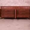 Edmond Spence Swedish Modern Walnut Dresser or Credenza With Travertine Inlay, Newly Refinished - Image 12