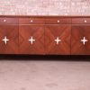 Edmond Spence Swedish Modern Walnut Dresser or Credenza With Travertine Inlay, Newly Refinished
