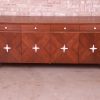 Edmond Spence Swedish Modern Walnut Dresser or Credenza With Travertine Inlay, Newly Refinished - Image 3
