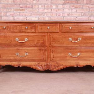 Ethan Allen French Provincial Carved Cherry Wood Dresser or Credenza, Newly Refinished
