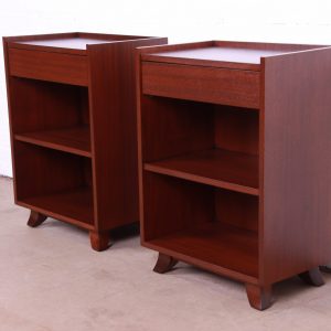 Gilbert Rohde for Herman Miller Art Deco Mahogany Nightstands, Newly Refinished