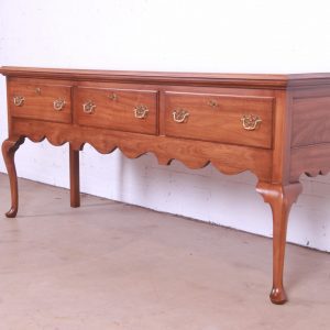 Henkel Harris Queen Anne Solid Walnut Sideboard Credenza, Newly Refinished