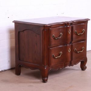 Henredon French Provincial Louis XV Carved Oak Bedside Chest