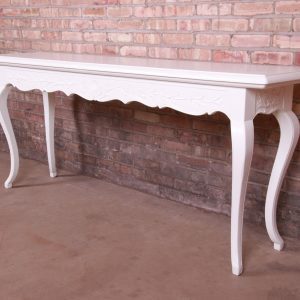 Italian Provincial White Lacquered Console or Sofa Table, Newly Refinished