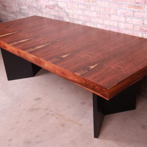 John Stuart Style Mid-Century Modern Brazilian Rosewood Extension Dining Table, Newly Refinished