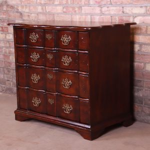 John Widdicomb Chippendale Four-Drawer Walnut Block Front Chest of Drawers, Newly Refinished