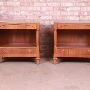 John Widdicomb French Regency Walnut Nightstands, Newly Refinished