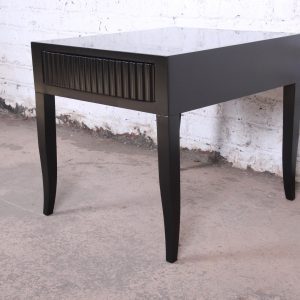 John Widdicomb Mid-Century Modern Black Lacquered Nightstand or Side Table, Newly Refinished