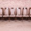Mastercraft Mid-Century Hollywood Regency Burl Wood Dining Chairs, Set of Six