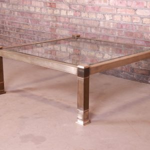 Mastercraft Mid-Century Modern Hollywood Regency Brass and Glass Cocktail Table, Circa 1970s
