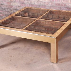 Mastercraft Mid-Century Modern Hollywood Regency Brass and Glass Cocktail Table, Circa 1970s