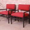 Michael Taylor for Baker Furniture Ebonized Walnut Armchairs, Pair