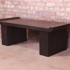 Paul Frankl for Brown Saltman Hollywood Regency Black Lacquered Coffee Table, Newly Refinished