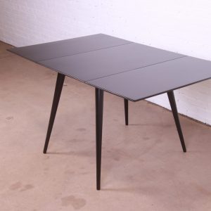 Paul McCobb Planner Group Black Lacquered Solid Maple Drop Leaf Dining Table, Newly Refinished
