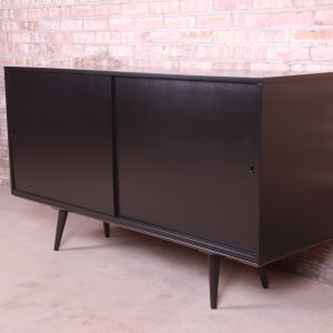 Paul McCobb Planner Group Mid-Century Modern Black Lacquered Sideboard Credenza, Newly Refinished