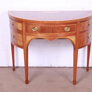 Baker Furniture Federal Inlaid Mahogany and Satinwood Demilune Cabinet