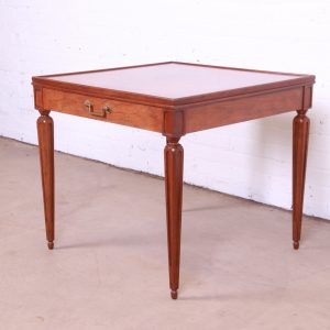Baker Furniture French Regency Louis XVI Cherry and Burl Wood Tea Table