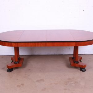 Baker Furniture Neoclassical Cherry Wood Extension Dining Table, Newly Refinished