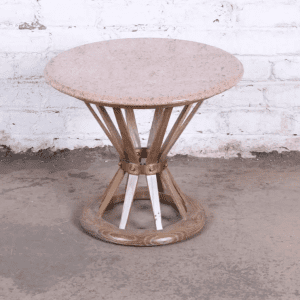 Edward Wormey for Dunbar Style Sheaf of Wheat Marble-Top Side Table