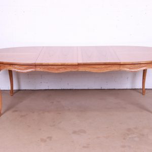 Henredon French Provincial Louis XV Carved Oak Extension Dining Table, Newly Refinished