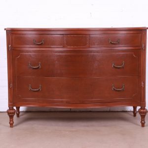 Antique Widdicomb French Regency Louis XVI Burled Walnut Bow Front Dresser, Circa 1920s