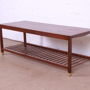 Baker Furniture Mid-Century Modern Teak Slat Expanding Coffee Table, Newly Refinished
