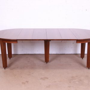 Gustav Stickley Mission Oak Arts & Crafts Extension Dining Table, Newly Restored