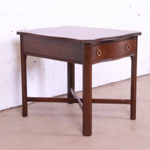 Late 20th Century Ethan Allen Georgian Carved Cherry Wood Tea Table or Occasional Side Table