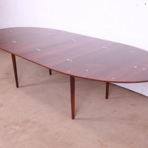 Outstanding Finn Juhl Rosewood and Silver Inlay "Judas" Extension Dining Table, Newly Restored