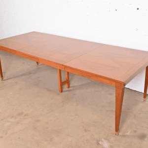 Baker Furniture French Regency Cherry Wood Extension Dining Table, Newly Refinished