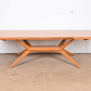 Harold Schwartz for Romweber Mid-Century Modern Oak Spider Leg Dining Table, Newly Refinished